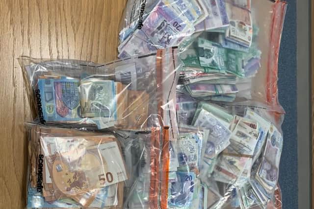 Cash found in the vehicle stopped at Dungannon.