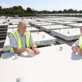 Finance Minister Conor Murphy at Macrete, Toomebridge, with company director Richard Hogg,