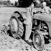Pictured is Harry Ferguson and Henry Ford with an early Massey Ferguson tractor. The Ulster Folk Museum and Ulster Transport Museum will celebrate Ferguson Tractor Day this weekend, offering visitors an insight into the legacy of agricultural innovator, Harry Ferguson, and marking 75 years of the ‘Wee Grey Fergie’. Taking place in collaboration with the Ferguson Heritage Tractor Society, activities will kick off today (Saturday 24th July), from 10.00am to 5.00pm.  Tickets for Ferguson Tractor Day should be booked online in advance. To book time slots and for further details visit www.nmni.com. Picture: Courtesy of National Museums Northern Ireland