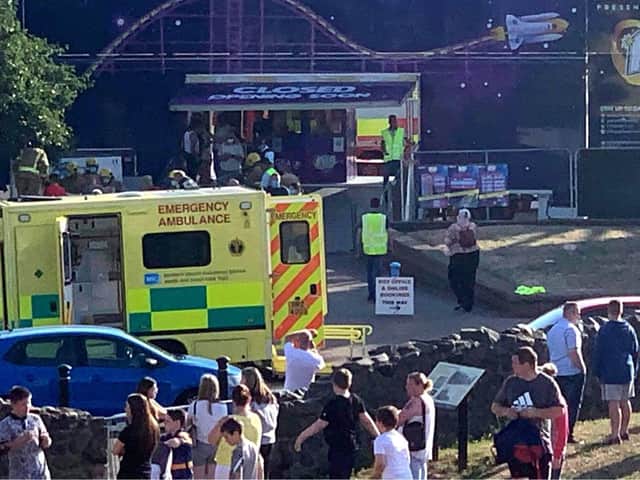 Emergency services at the scene of the incident at the funfair in Carrickfergus. Picture: McAuley Multimedia.
