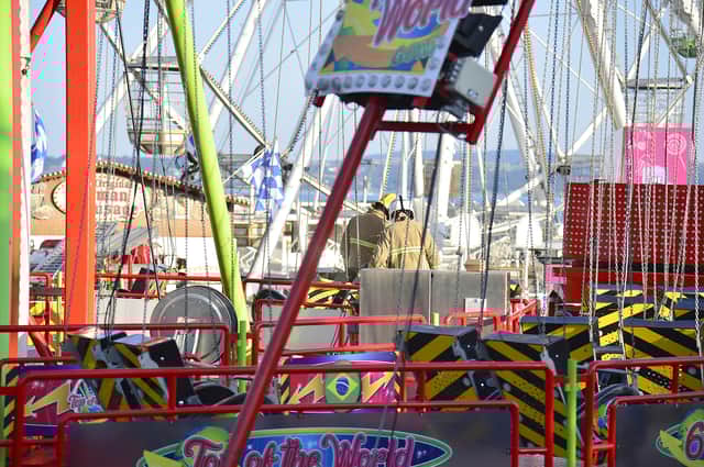 Emergency services at the Planet Fun funfair in Carrickfergus harbour car park. Picture: Arthur Allison/Pacemaker Press.