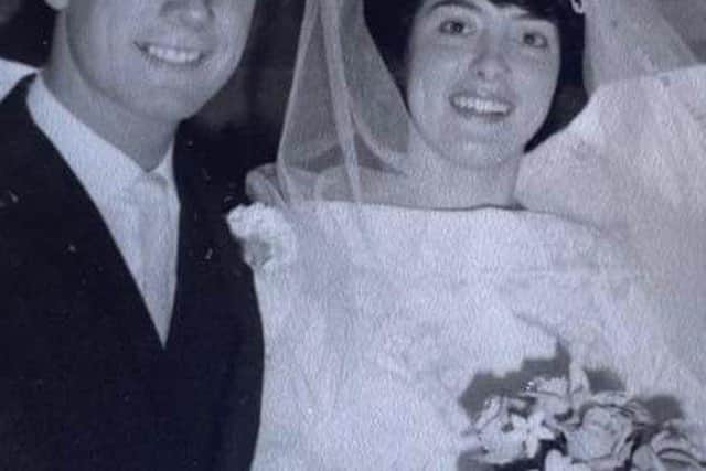 Jim and Frankie Dobbin on their wedding day on July 25, 1961.