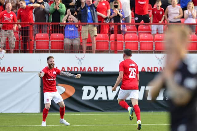 Larne defeated AGF Aarhus to reach the third qualifying round of the UEFA Europa Conference League. Picture By: Arthur Allison/Pacemaker Press.