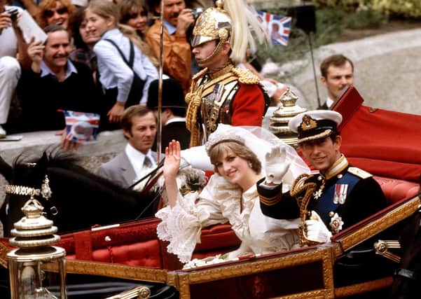 File photo dated 29/07/81 of the Prince of Wales and his bride, the Princess of Wales, making their way to Buckingham Palace in an open-top carriage after their wedding ceremony at St Paul's Cathedral in London. Picture: PA Wire