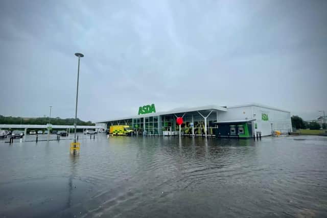Flooding at the Asda store in Ballyclare on July 27. (Pic by Love Ballyclare).