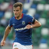 Linfield’s Matthew Clarke on European duty last week at Windsor Park. Pic by PressEye Ltd.