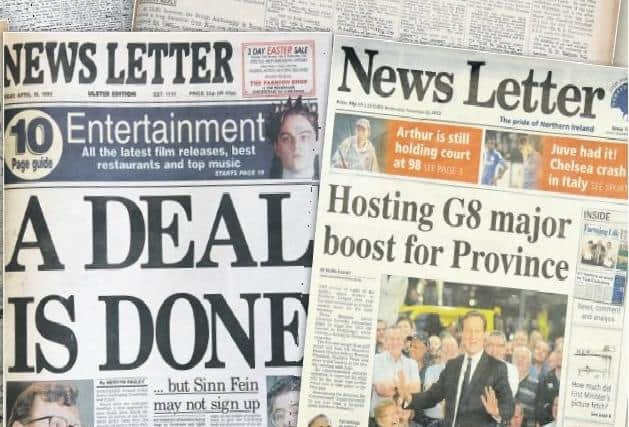 Alex joined about two-and-a half years after the 1998 front page (above left). His span at the paper includes many political events such as the G8 summit in 2013, as pictured in a paper from that time (above right)