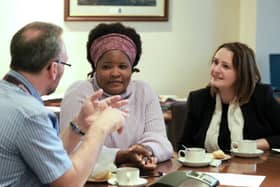 (L-R) Michael Kane from Choice with Monica Ikeke, WorkChoice participant and Maggie McCormick from Bryson FutureSkills.