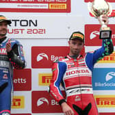 Glenn Irwin was third in the second British Superbike race at Thruxton on Sunday. Picture: David Yeomans Photography.