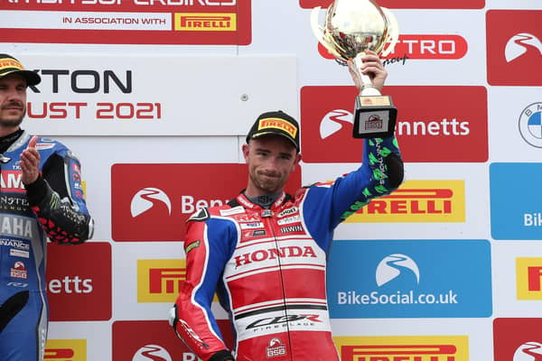 Glenn Irwin was third in the second British Superbike race at Thruxton on Sunday. Picture: David Yeomans Photography.