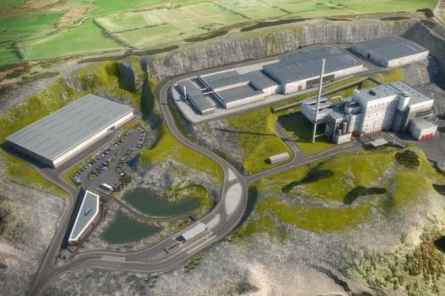 A computer generated image of the proposed waste treatment facility in Newtownabbey.