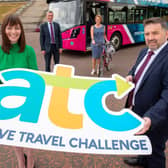 Infrastructure Minister Nichola Mallon, Paddy Anderson, Translink, Caroline Bloomfield, Sustrans and Health Minister Robin Swann