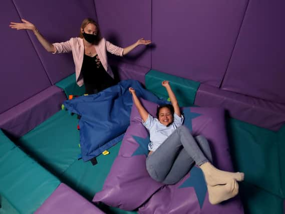 Councillor Skillen and Teddy Weston, Sensory Room