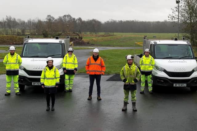 James Burleigh (Openreach Senior Contracts and Civils Manager) alongside members of the Civil Engineering team.