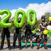 Jonathan Rea celebrates his 200th World Superbike podium at Most in the Czech Republic on Sunday.