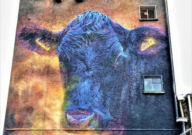 Artwork on the wall of the Old Mill on Seymour Street, Ballymoney