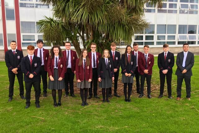 A2 pupils who received three or more A star or A grades, at Carrick Grammar School on Tuesday.