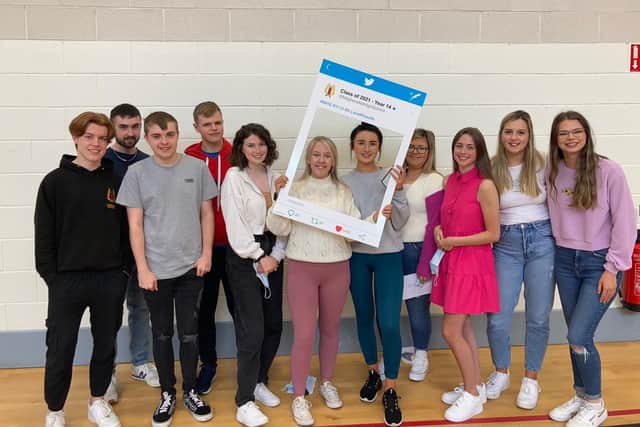 Magherafelt High School students who received their A Level results today.