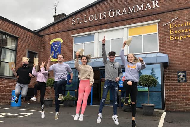 A-Level students jump for joy as their hard work in the most uncertain of times pays off
