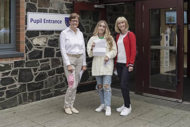 Mrs K Bell, Principal, Anna Thompson (AAB at GCE A Level) Mrs Thompson (Mother).