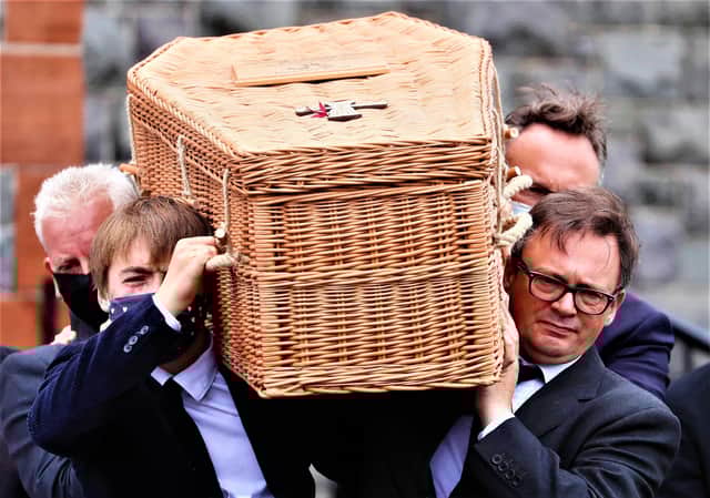 Press Eye - Belfast - 11th August 2021

Funeral of The Earl of Antrim Alexander McDonnell.  The 86-year-old peer died after a short illness.  The funeral service took place in the family ancestral home of Glenarm on the Antrim Coast.  

The Earl's coffin was taken through the village by horse and cart for the funeral service in the Church of the Immaculate Conception after which it made its way back into the estate fro burial in the family plot on the side of the Glen. 

The family can trace its line back to the last Gaelic rulers in the area in the 1500 and 1600s. 

Picture by Jonathan Porter/PressEye