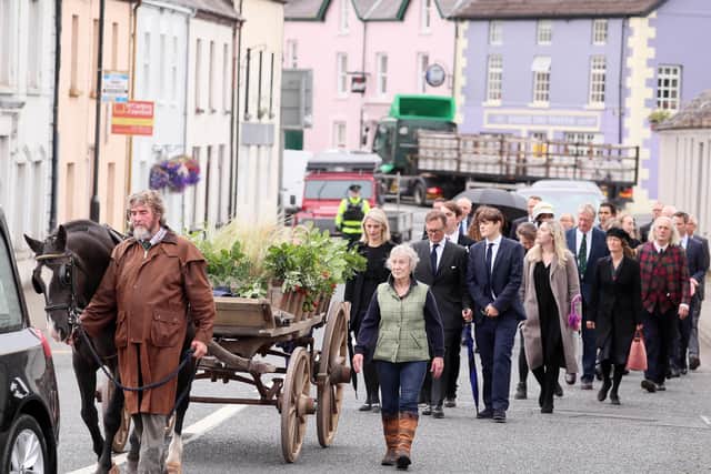 The Earl's coffin was taken through the village by horse and cart for the funeral service in the Church of the Immaculate Conception. 

Picture by Jonathan Porter/PressEye