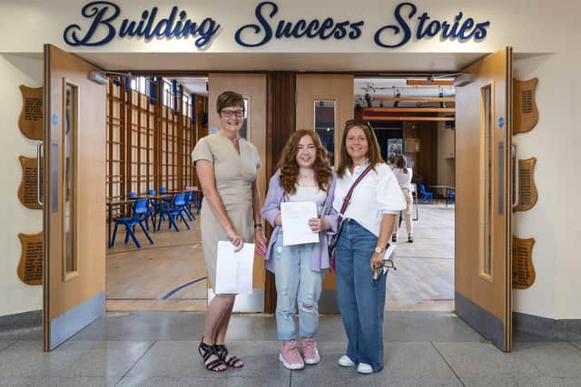 Mrs K Bell (Principal), Emily Burke and Mrs Burke.