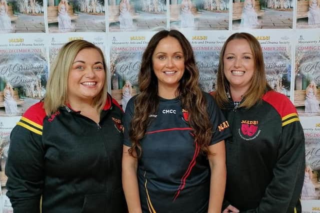 Caitriona Corr, Claire Louise Mooney and Laura Haddock, all fully qualified teachers, who will perform in the new Christmas movie to be filmed by Moyraverty Arts and Drama Society in Craigavon.