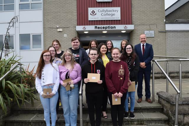 A Level students  with College Principal Mr D. Davidson.