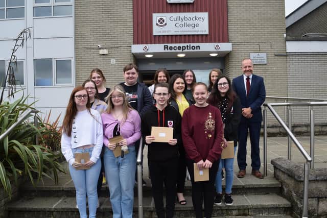 A Level students with College Principal Mr D. Davidson.