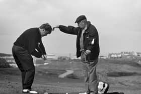 Ulster golfer Darren Clarke being coached by Bob Torrance at Royal Portrush in April 1994. Picture: Pacemaker Press