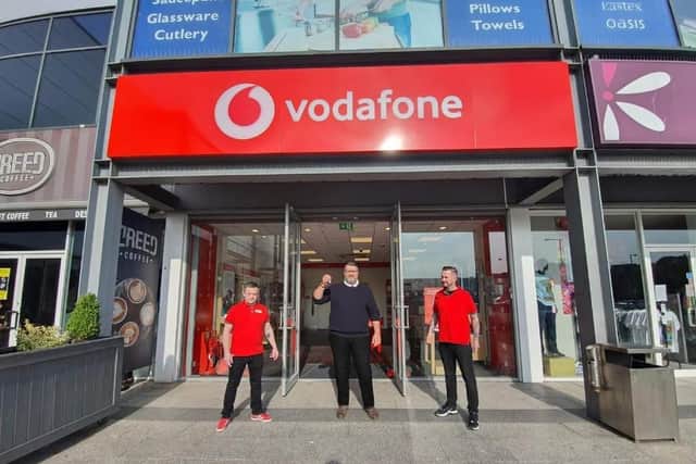 Staff pictured at the new Vodafone store in Laharna Retail Park.  The store is one of two new tenants to be announced for the town centre premises.