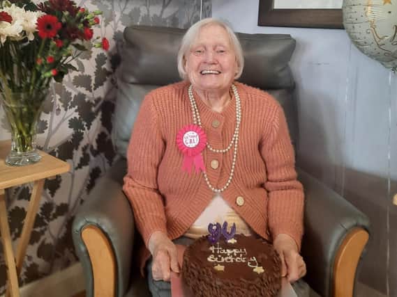 Hannah Rogers, a resident at Oak Tree Manor, was virtually reunited with her twin sister to celebrate their 90th birthday recently
