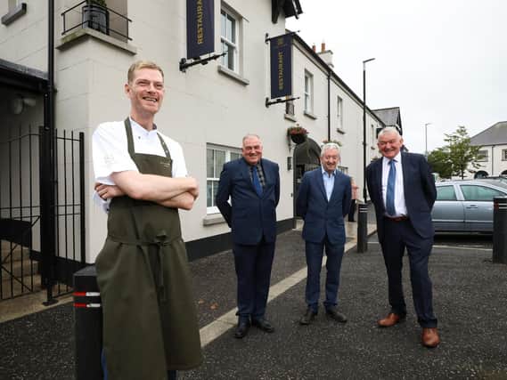 Will Brown, Head Chef, Hillyard House; Seamus Devlin, Owner, Hillyard House; John McGrillen, Chief Executive, Tourism NI and Marty O’Higgins, Owner, Hillyard House