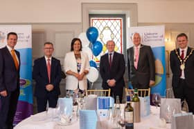 Top table at the President’s lunch was (L-R), David Burns Chief Executive LCCC, Sir Jeffrey Donaldson MP,
Denise Watson, Minister, Gordon Lyons MLA, Garry MacDonald Chamber President and the Mayor,
Alderman Stephen Martin
