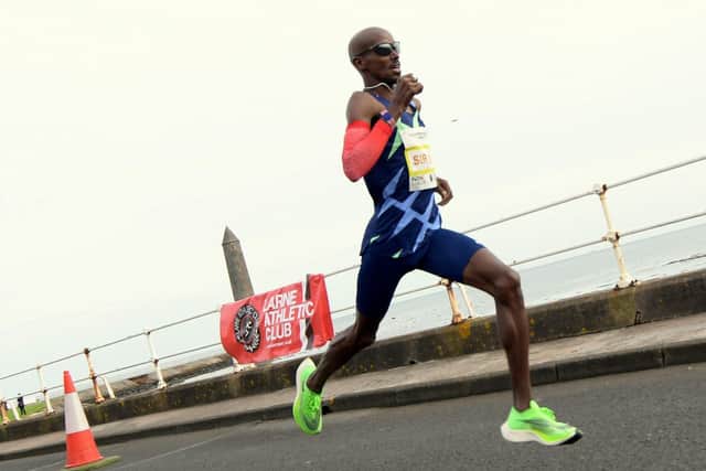 Sir Mo Farah in action at last year's Antrim Coast Half Marathon.