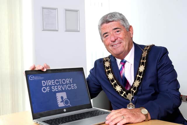 Mayor of Antrim and Newtownabbey, Cllr Billy Webb launched the new online Directory of Services.