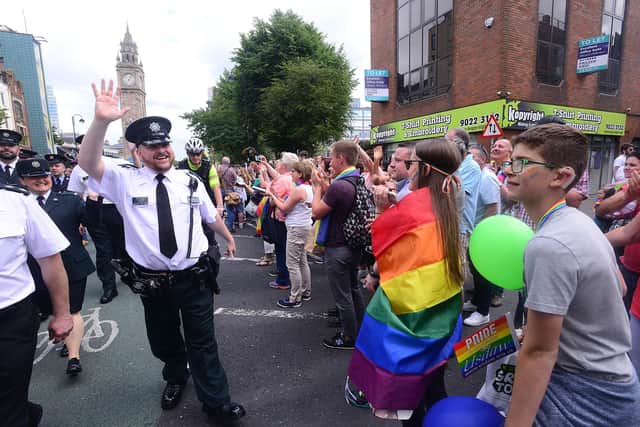 Police at a Pride event in Belfast