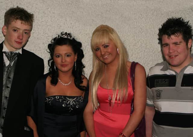 Shane Donnelly, Shannon Ayers,Naomi McCooke, and Lewis Horner pictured at Ballycastle High School formal held at the Royal Court Hotel in Portrush on Friday evening. Pic Steven McAuley/Kevin McAuley Photography/Multimedia