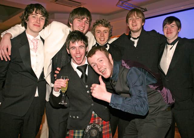 Lining up for the camera at the Ballycastle High School formal, held in the Rosspark Hotel. BM7-607AC