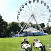 Pacemaker Press 24/8/21
Suzanne Reid and Anna Gordan Enjoying the sunshine at Botanic Gardens on Tuesday, with warm weather expected this week.
Pic Colm Lenaghan/  Pacemaker