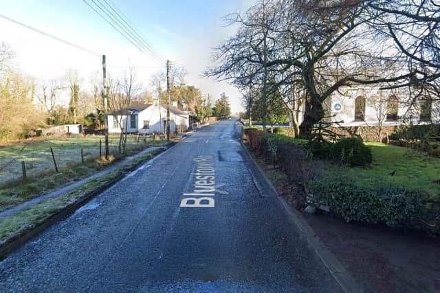 Bluestone Road Craigavon. A car was found to have crashed into a hedge on this road on Tuesday evening. It followed the theft of a car from commercial premises in Portadown on the same evening. Photo courtesy of Google.