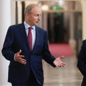 DUP leader Sir Jeffrey Donaldson meeting with Taoiseach Michael Martin at Government Buildings, Dublin on Friday.