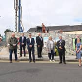 Trevor Clarke MLA, Cllr Ryan Wilson, Dominic O’Neill, Dankse Bank, John McMullan Vice Chair NIHE, Cllr Linda Clarke, Cllr Billy Webb, Mayor of Antrim & Newtownabbey, Stephen Fisher CEO RHA, Helen Body, Tidy Randalstown, Ciaran McKenna, Chair RHA, Pam Cameron MLA