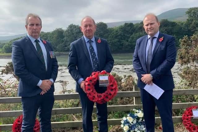 William Irwin MLA attends the Narrow Water memorial service along with Cllr. Lavelle McIlwrath and Ald. Gareth Wilson.