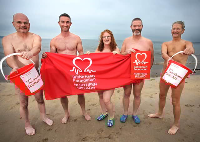 Members of British Naturism Northern Ireland David Armitage, Conor Teer, Noreen Kennedy, Gary Kennedy and Michael Tuke