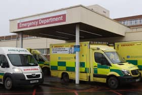 Ambulances outside the emergency department entrance of Craigavon Area Hospital. Deputy First Minister Michelle O'Neill has warned Northern Ireland is currently experiencing is pandemic worst case scenario.