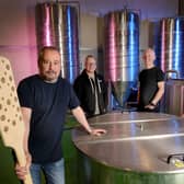 The team behind the new brewery and planned distillery in Lurgan (left to right): Martin Dummigan, Vernon Fox, Patrick McAliskey, and Shauna Travers. They are at the new Spadetown brewery site which will officially open in October.