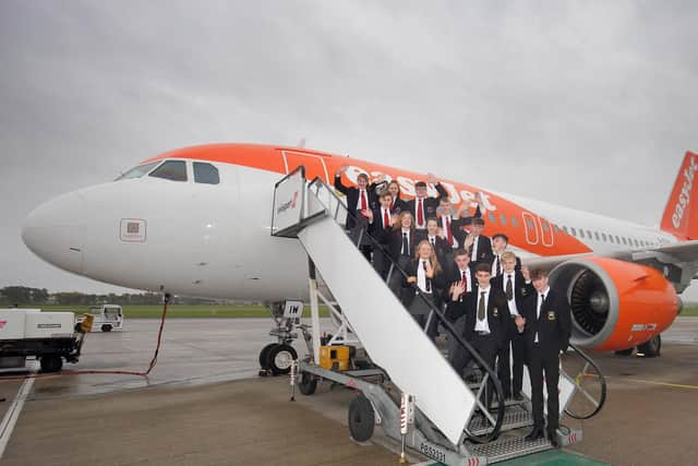 Finalists in the APB Angus Youth Challenge setting off for England on their study tour. Picture: Cliff Donaldson