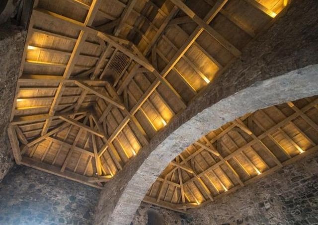 The replacement roof in the Great Keep.